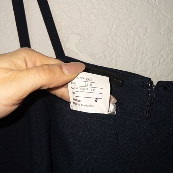 New Dessy Collection Midnight Navy Spaghetti Strap Crepe Sash Jumpsuit Size‎ 12 - Picture 6 of 9